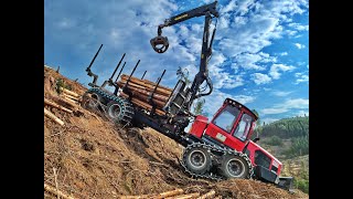 🌲*Steep WinchWork* • Komatsu 855 & Ritter Winch • Forwarder in Slope • LoggingAction • Drone •#2🌲