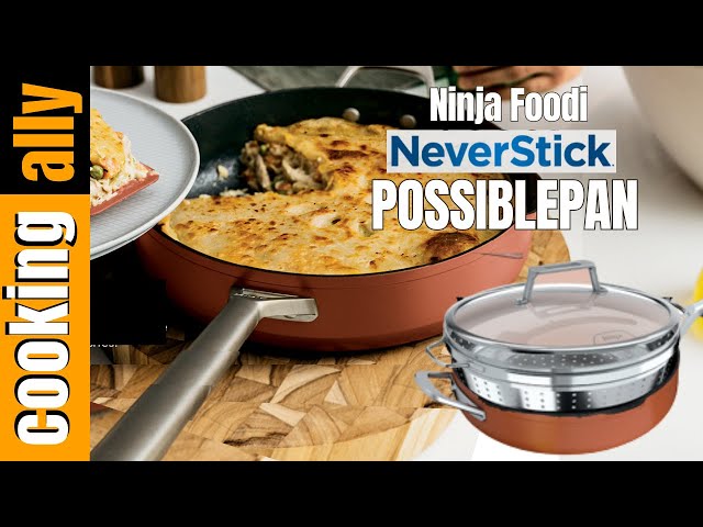 Ninja CW102BL Foodi NeverStick PossiblePan, Premium Set with 4-Quart  Capacity Pan, Steamer/Strainer Basket, Glass Lid & Integrated Spatula,  Nonstick