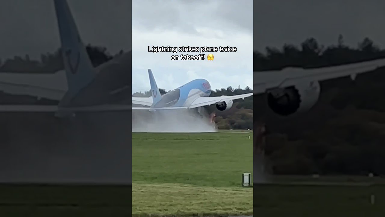 Lightning Hits Plane On Takeoff Shorts