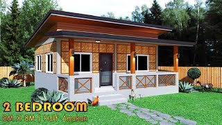 64 SQM | HALF AMAKAN HOUSE DESIGN | 2 BEDROOM | 8M X 8M | BAHAY