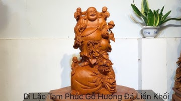 Di lặc tam phúc gỗ hương đá đẹp - TƯỢNG GỖ XƯỞNG NGUYỄN HỒNG 0987336318