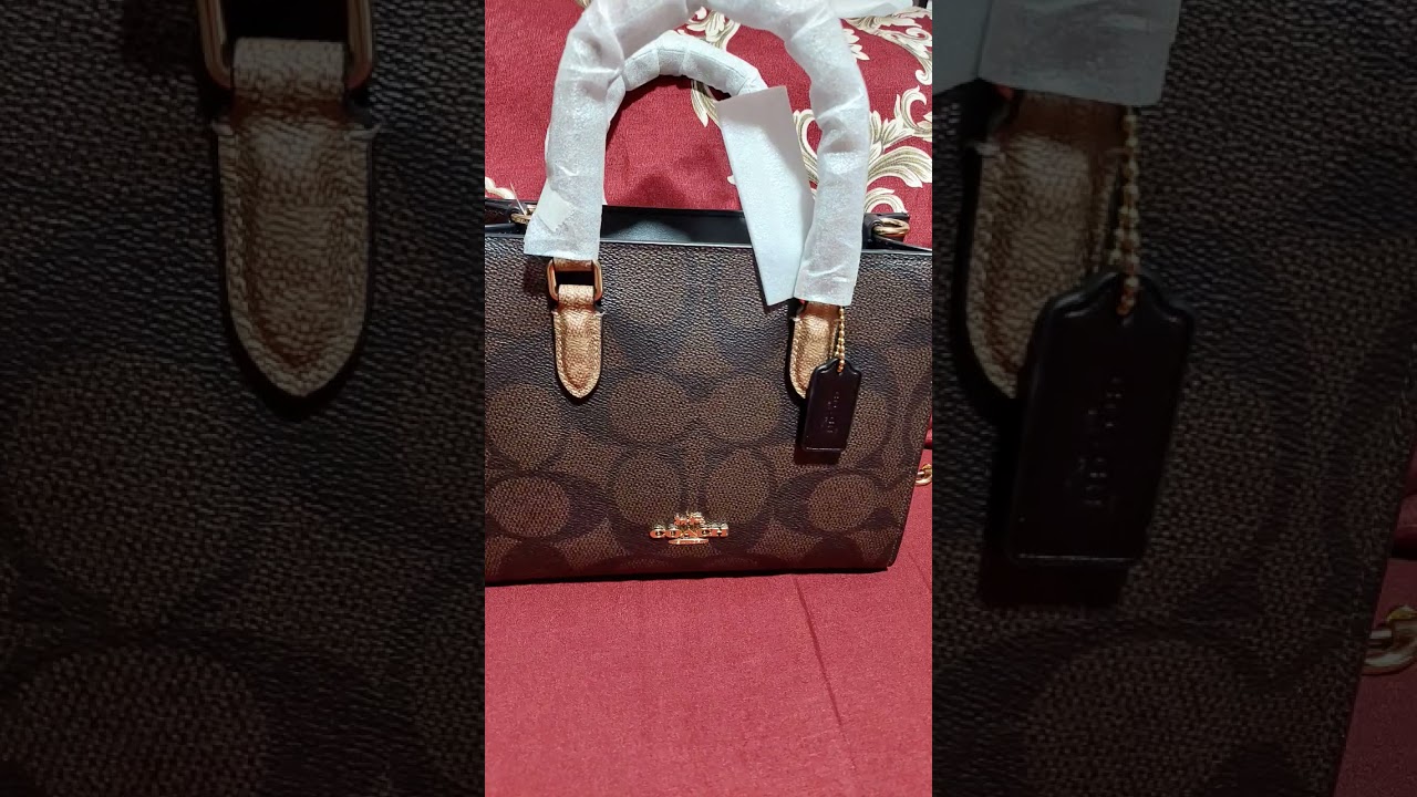 Coach signature black maggie small tote