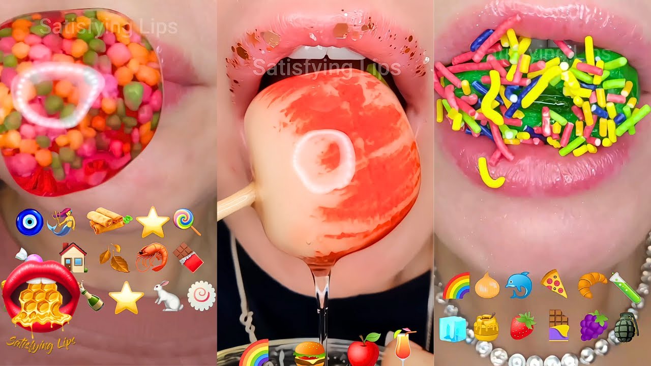 Satisfying ASMR Eating Emoji Food Challenge Mukbang