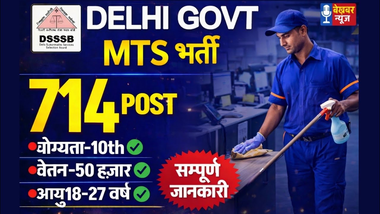 DSSSB MTS Recruitment 2025 | 714 Vacancies | 10th Pass Delhi Govt Job | DSSSB Multitasking Staff 