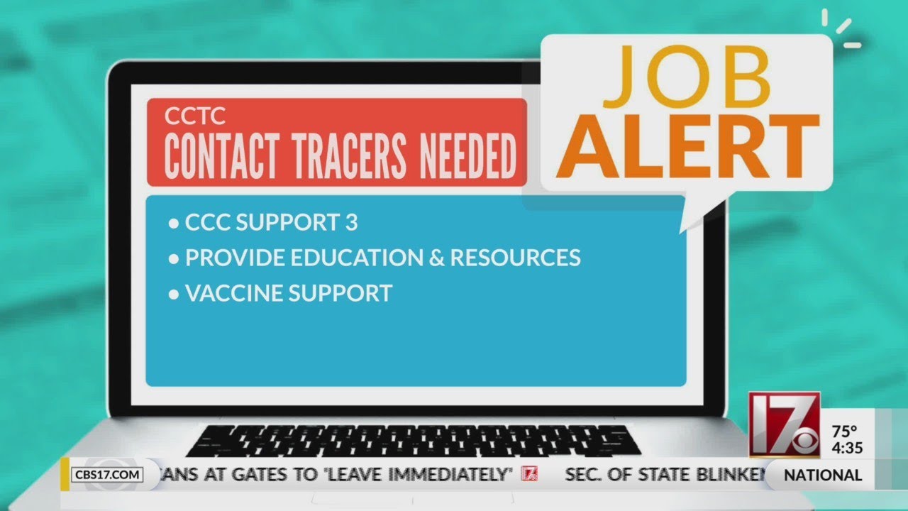 CBS 17 Job Alert - COVID-19 contact tracers needed