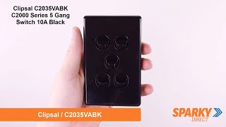 Clipsal C2035VABK | C2000 Series 5 Gang Switch 10A | Black
