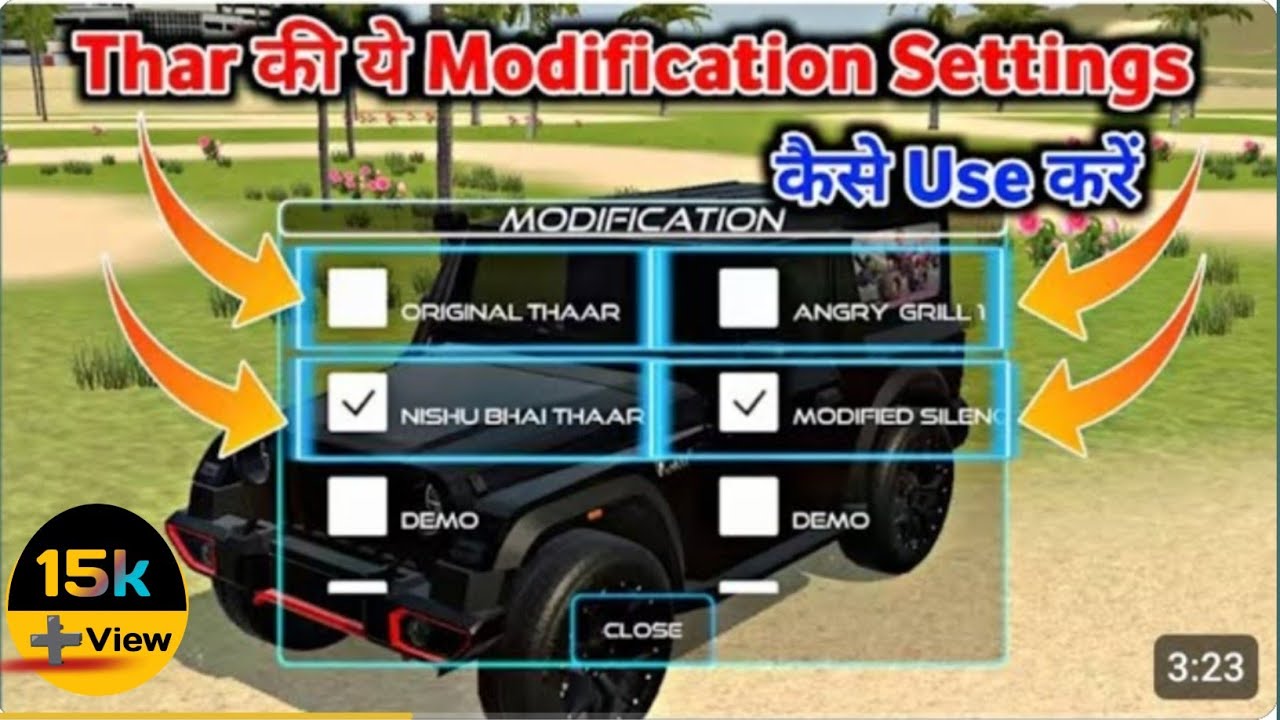 Thar ki ye modifications settings kaise use kare || Indian vehicles simulator 3d new settings ||