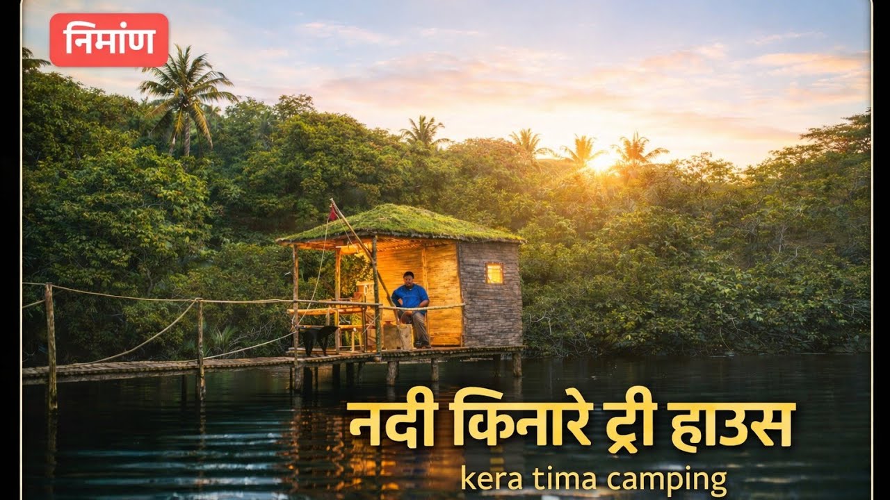  Riverside Tree House at Night | Peaceful River Camping | Forest Living