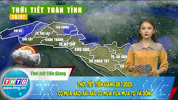 Thời tiết Tiền Giang 28.7.2023:có mưa rào, rải rác có mưa vừa mưa to và dông