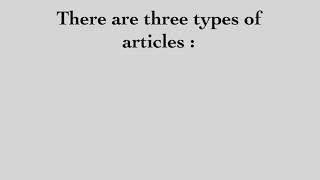 (A, An, and The) Articles