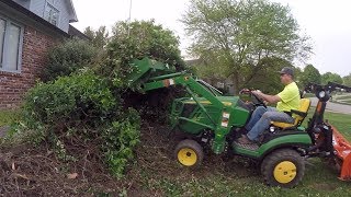 Chewing Up Bushes with Heavy Hitch Toothbar and John Deere 1025R Compact Tractor