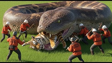 Giant Python Vs Rescue Team Saves Mother  From Giant Python Attack!