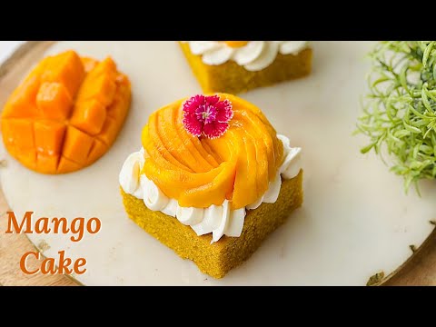 Mango White Chocolate Cream Squares | Mango Cream Cake | Flavourful Food