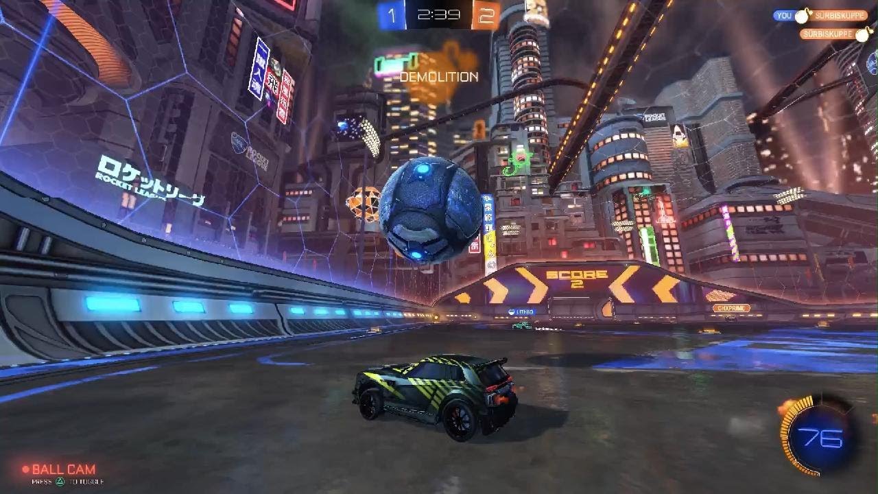 Doing a insanely good flip reset shot and goal in Rocket League 2 VS 2 with a random