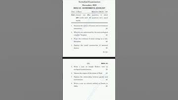 BSOE 143 Questions Paper December 2023|# IGNOU sociology classes # shorts # BASOH # Sociology