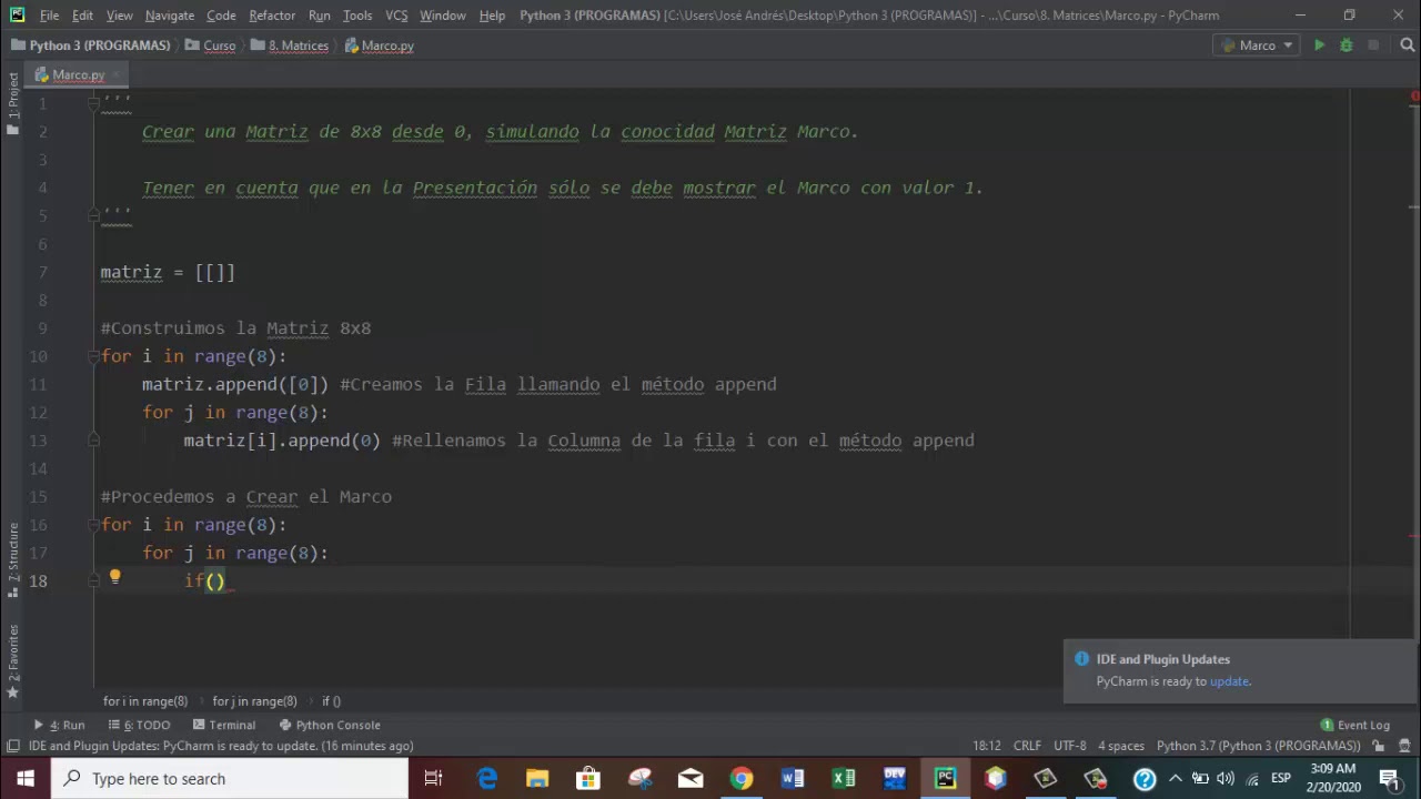 Marco de una Matriz 8x8 Programación En Python 3.7.4 - YouTube
