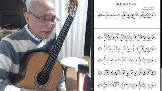 高齢者の為のclassicギター講座 No.172パークニングギター教則本第２巻p95Carcassi—Study in A Major