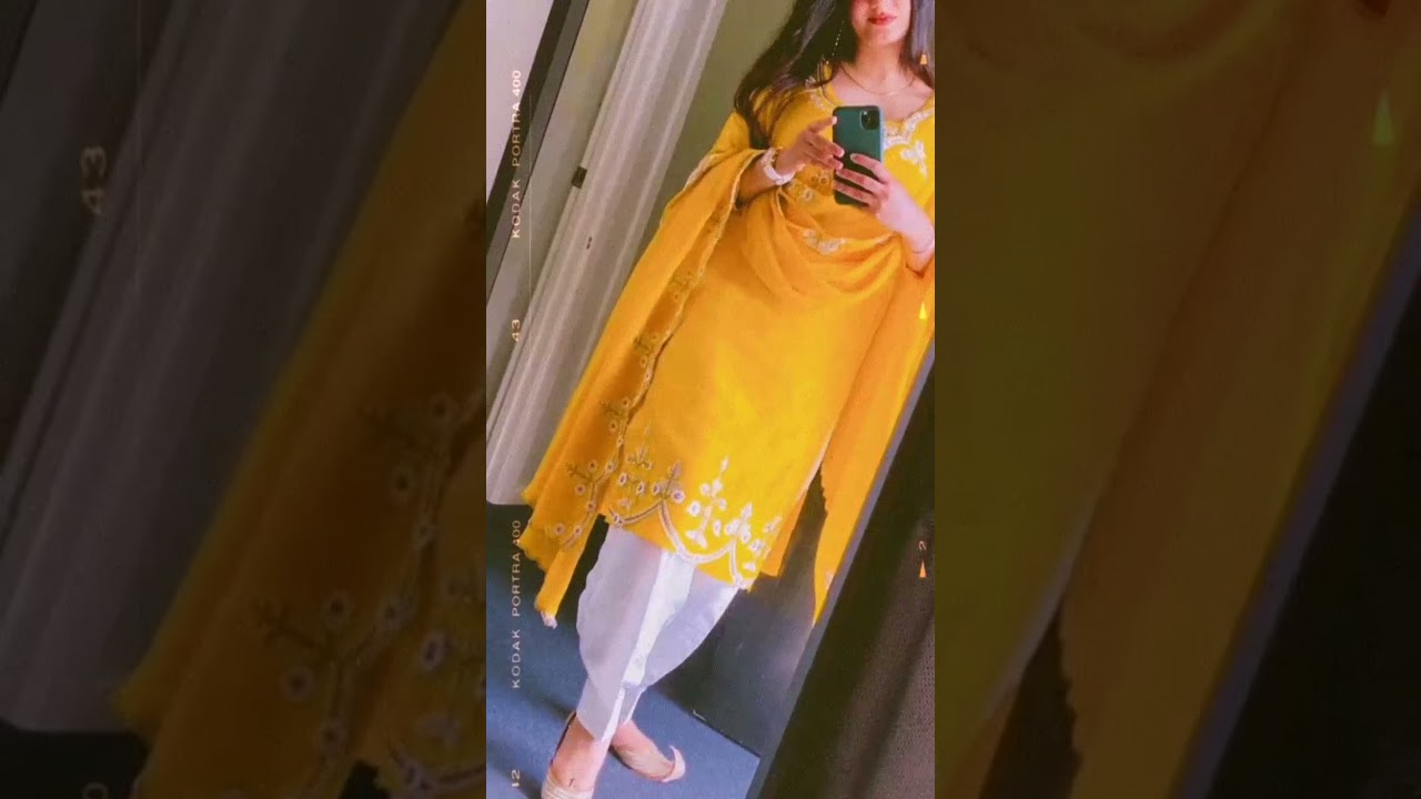 yellow suit and white salwar with beautiful dupatta design | Punjabi suit design | 