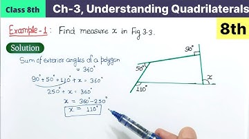 Class 8th Maths  Chapter 3 Understanding Quadrilaterals NCERT Example 1 find measure x in fig 3.3