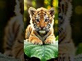 Golden Miniature Tiger on a Leaf | Magical 3D Fantasy Art | Tiny Creature with Golden Glow
