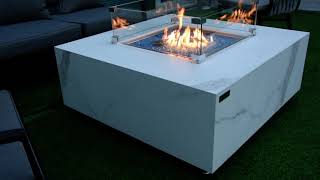 Elementi Bianco Marble Porcelain Fire Table (EL-OFP103BW)