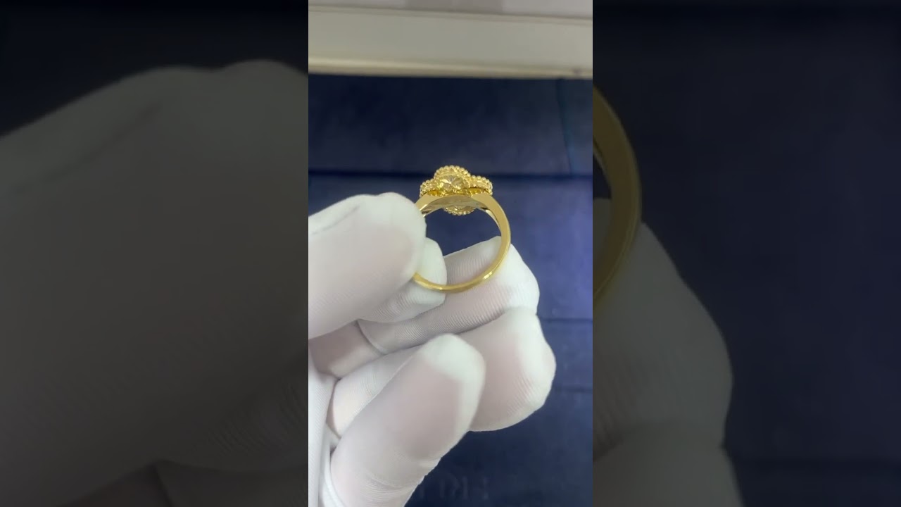 Custom Made Van Cleef Arpels Vintage Alhambra Ring with Lab Grown Diamonds For Women