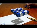 3D Trick Art on Paper, Floating chess, Letter M