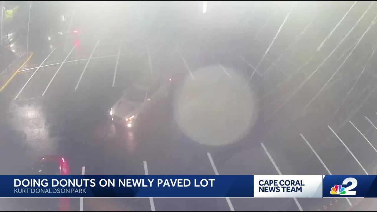 Driver caught on camera doing donuts on newly paved lot in Cape Coral ...
