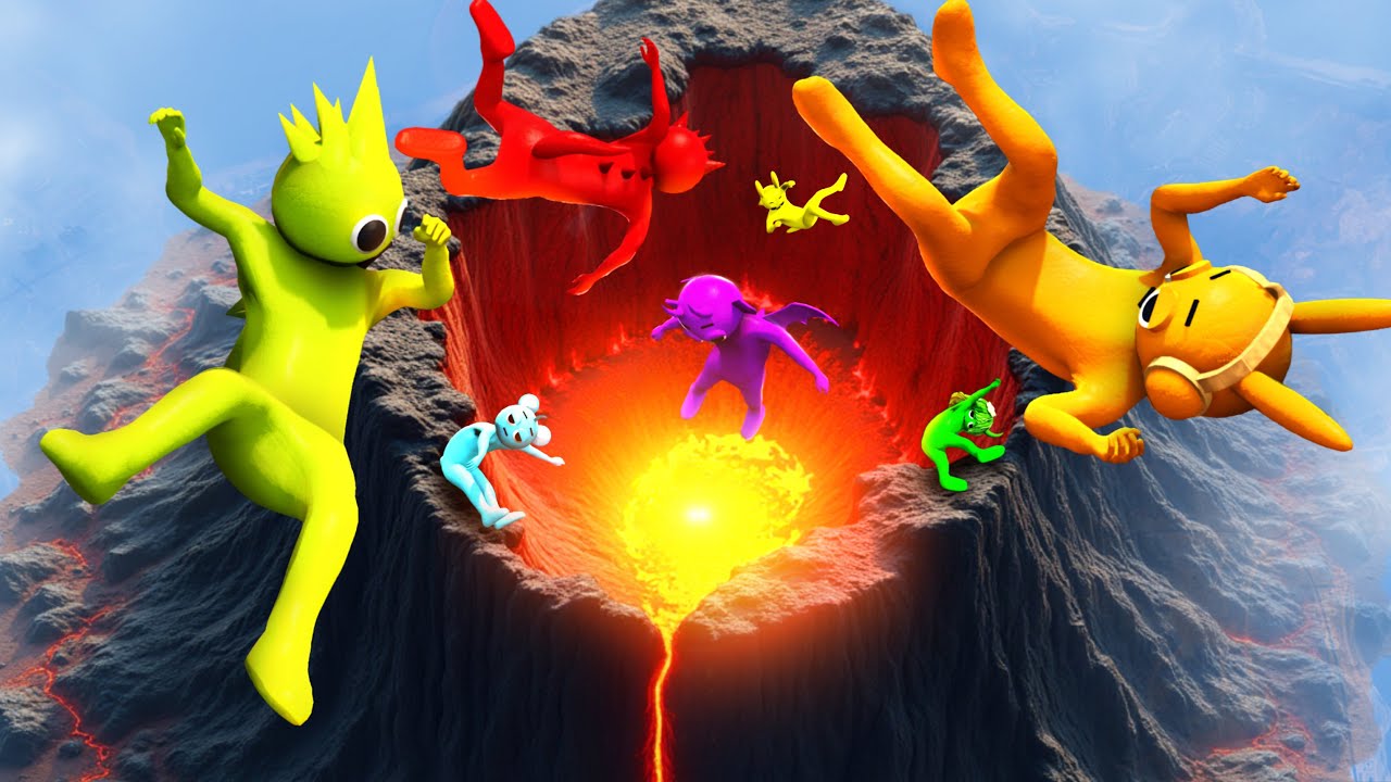 GTA 5 Incredibox Sprunki Squad Crazy Ragdolling into Massive Volcano