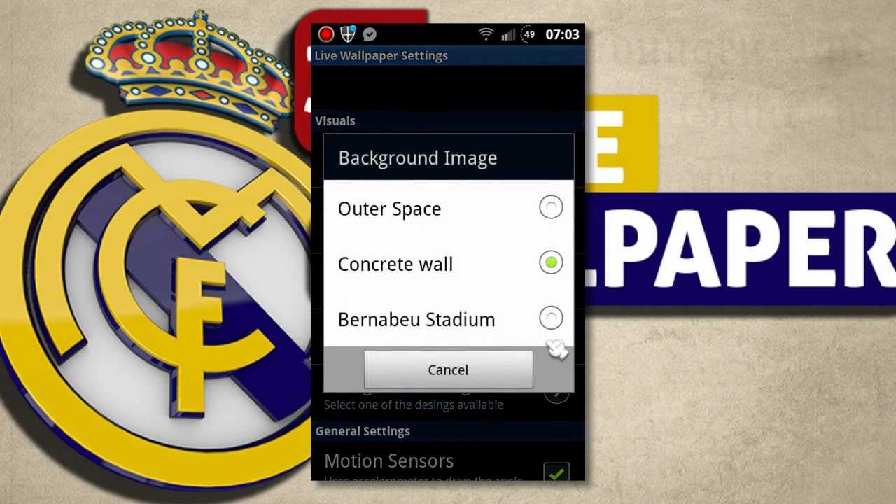 Real Madrid Android Live Wallpaper YouTube