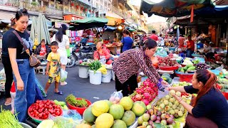 Cambodia Food Market Phnom Penh - Plenty of Fresh Fruit, Seafood, Fish, Vegetable, Beef, & More