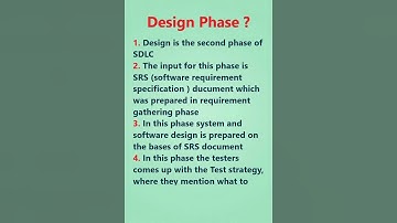 what is design phase in sdlc ?  software testing interview questions |#shorts #youtubeshorts