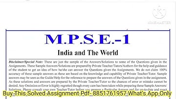 MPSE 01 Solved Assignment 2023-24 | MPSE 1 Solved Assignment 2023-24 In English | MPSE 1 Assignment