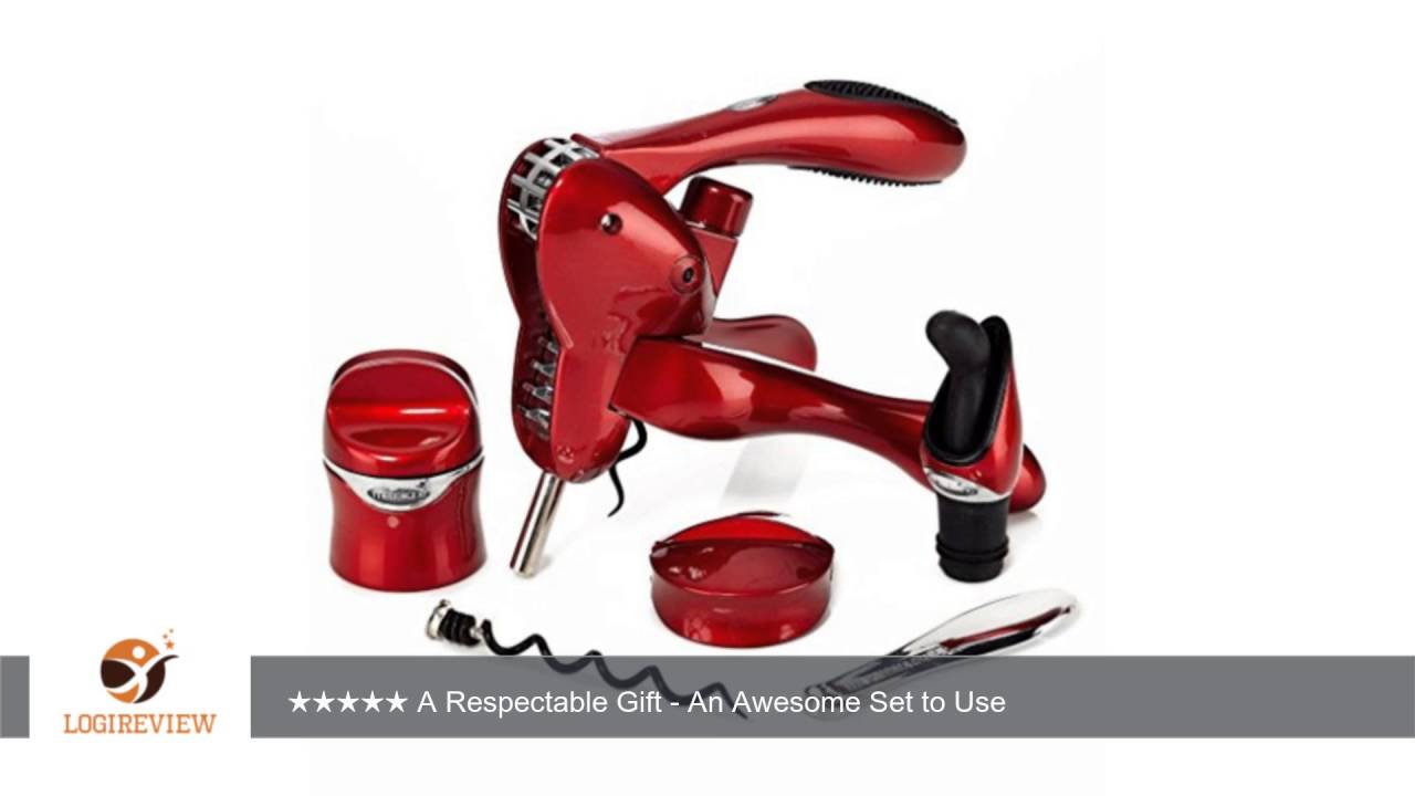 Metrokane Rabbit 6 Piece Wine Opener Tool Set Glossy Red Review