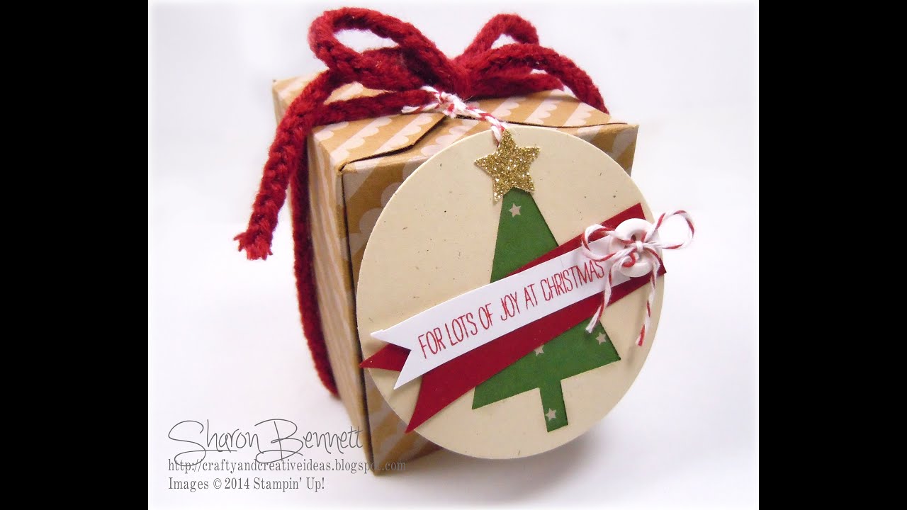 Stampin Up Gift Box Punch Board Box & Tag-Festival of Trees - YouTube