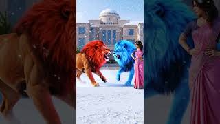 Blue Lion vs Red Lion 🍦❄️ | The Great Ice Cream Battle Begins! 🦁🔥 #ai #shorts