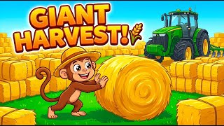 Brave Monkey Operating Heavy Tractor &amp; Harvester for Cow Feeding | Farm Cartoon for Kids 🚜🐄