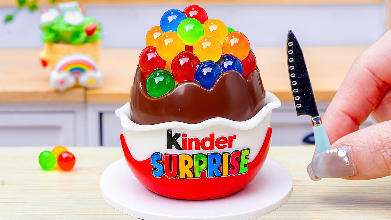 Mini Kinder Chocolate Cake Recipe Using Jelly | Satisfying Mini Rainbow Cake Decorating Ideas