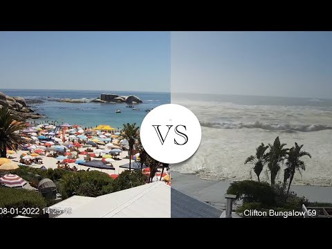 Tsunami style waves hit Cape Town beaches. Captured by our live stream webcam on Clifton beach
