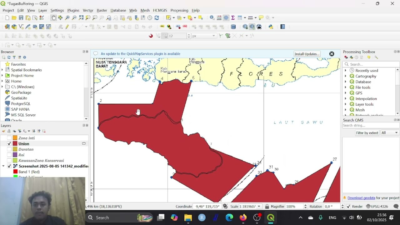 Tutorial GEOPROCESSING (BUFFER,UNION, difference) Menggunakan Software QGIS
