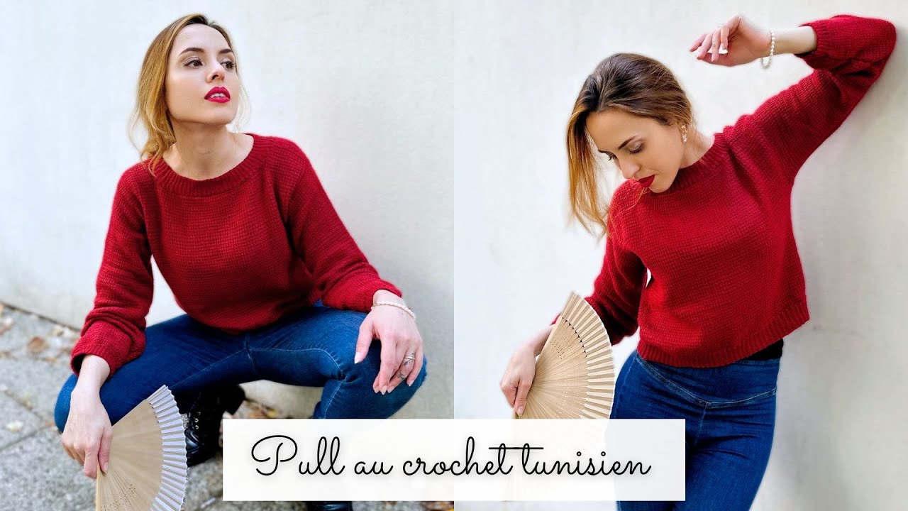 Comment faire un pull au crochet tunisien 🧶 Chandail FACILE au crochet  Tuto modèle Bliss Lang Yarns