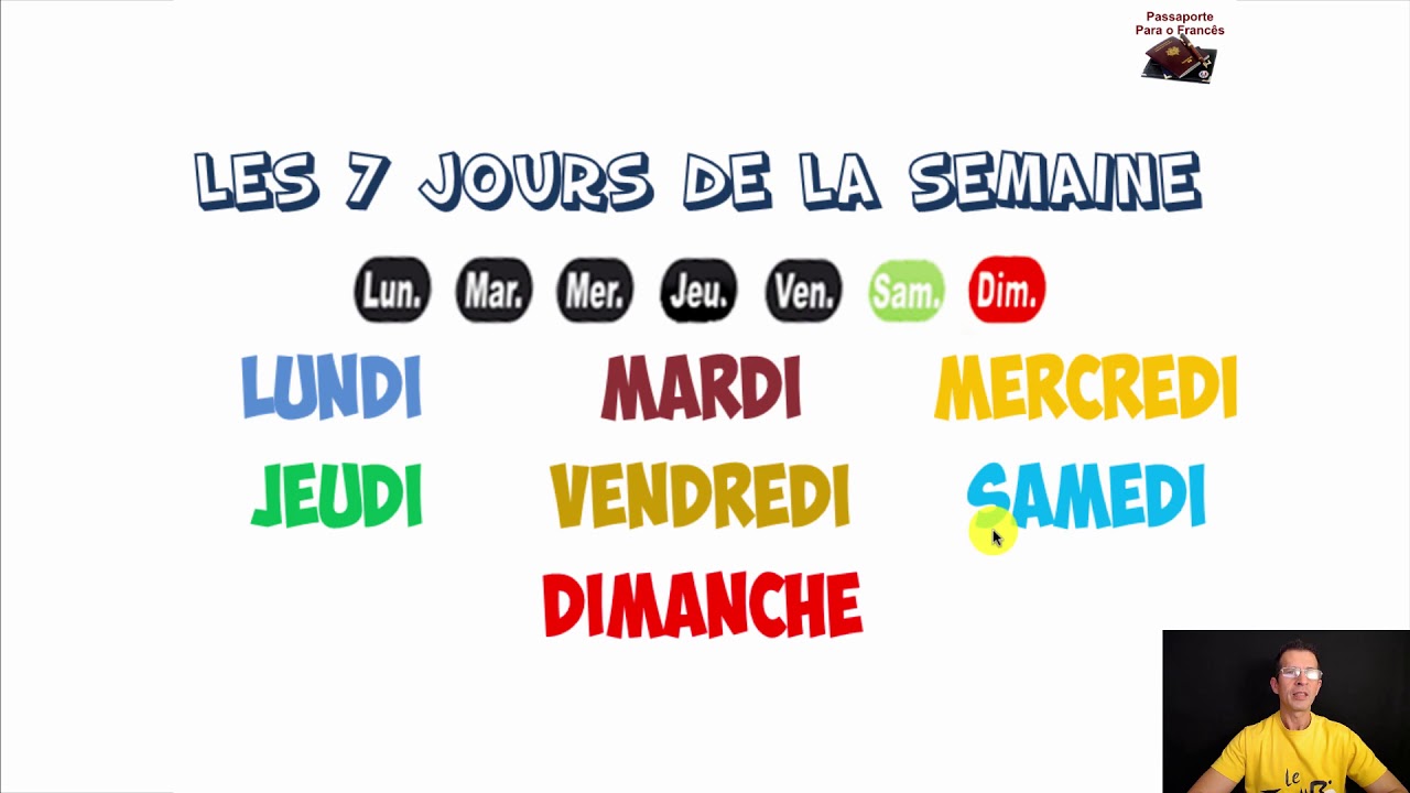 Vídeo 17 Curso de Francês GRÁTIS para INICIANTES OS DIAS DA SEMANA