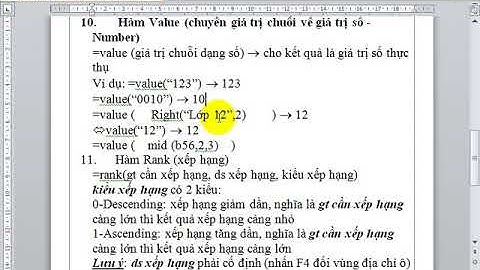 hướng dẫn thực hành hàm value. Hàm chuyển đổi chuỗi dạng số thành số