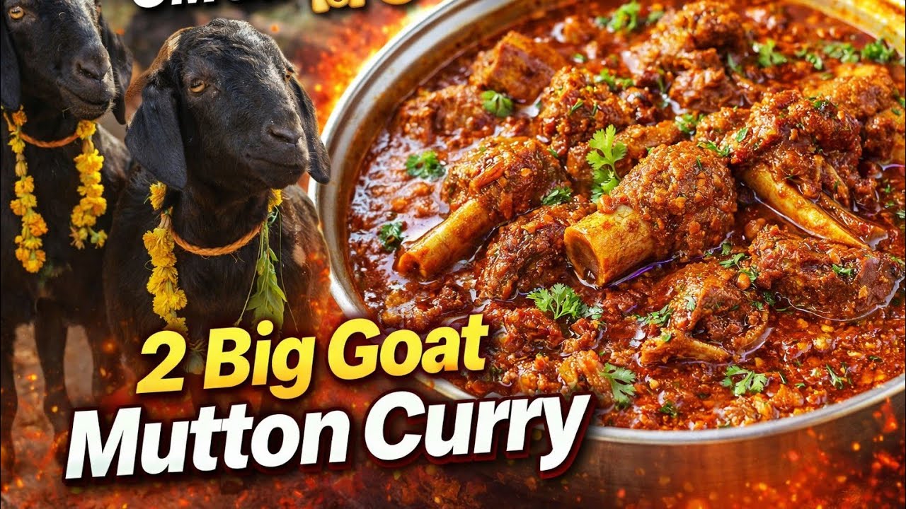 🔥 Huge Mutton Curry Cooking | 2 Goat Meat Village Style |@djstatus007