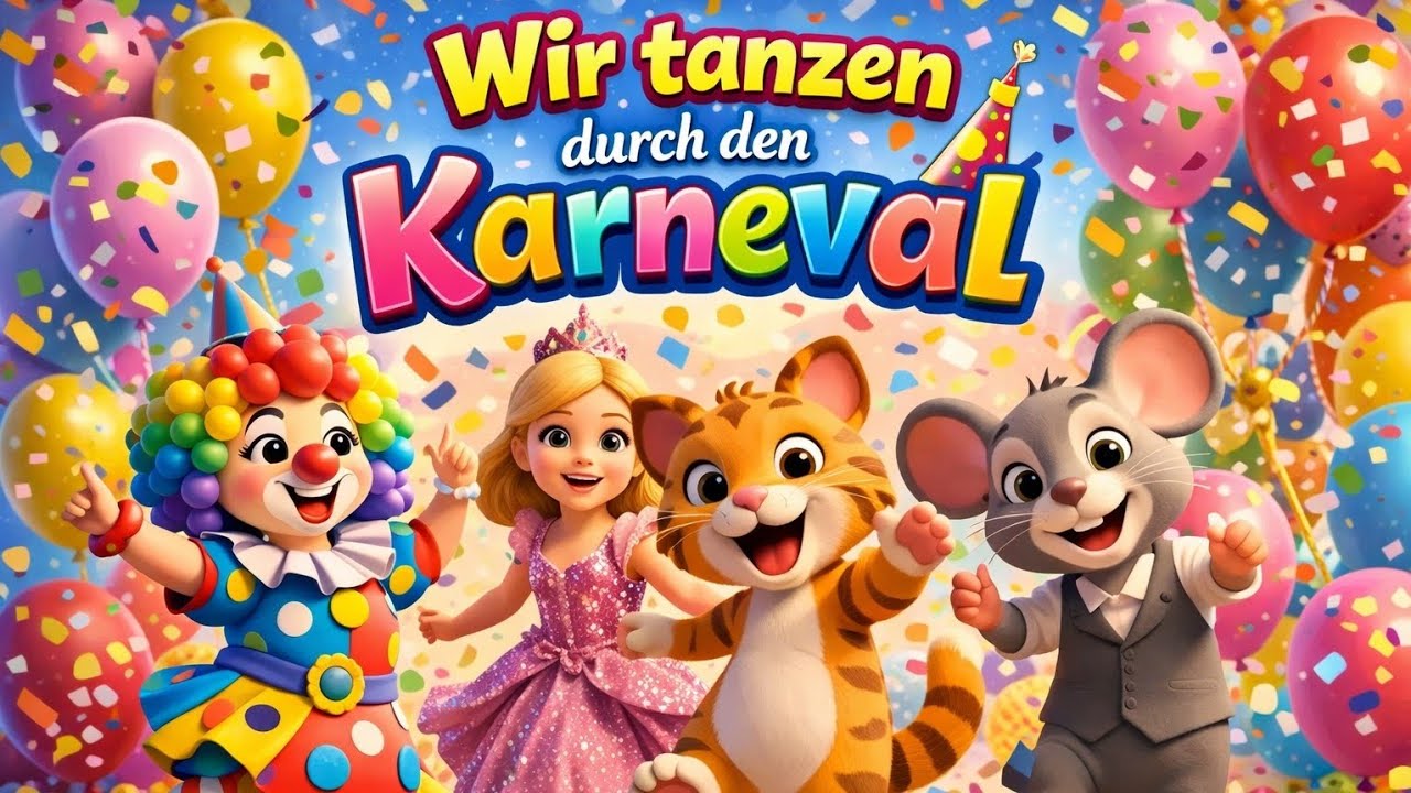 Wir tanzen durch den Karneval 🎉🕺 | Fröhliches Faschingslied für Kinder🎊🎶