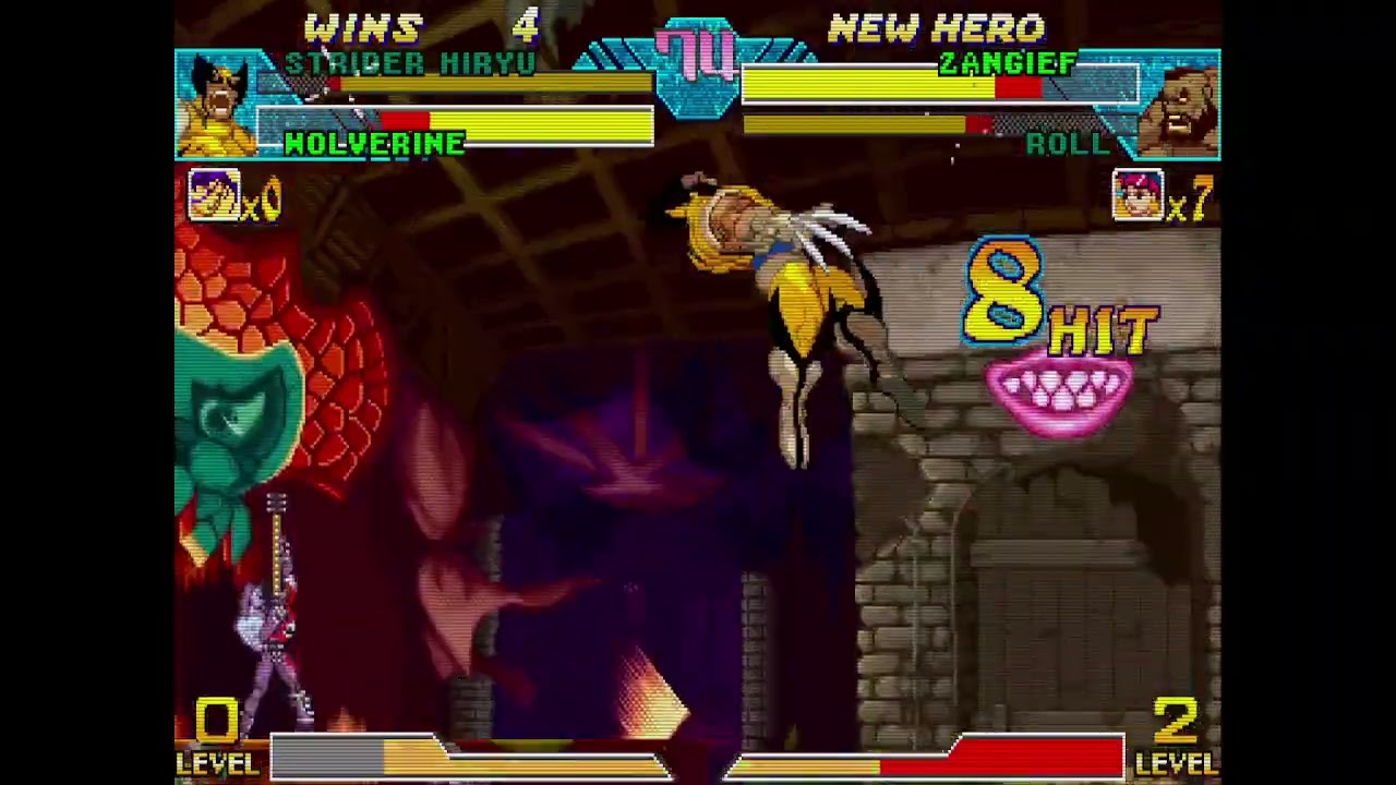 Marvel vs. Capcom - Strider HIryu, Wolverine vs. Zangief, Roll