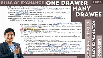 One drawer many drawee | questions and solutions | bills of exchange | class 11 | class 12 | Part 1