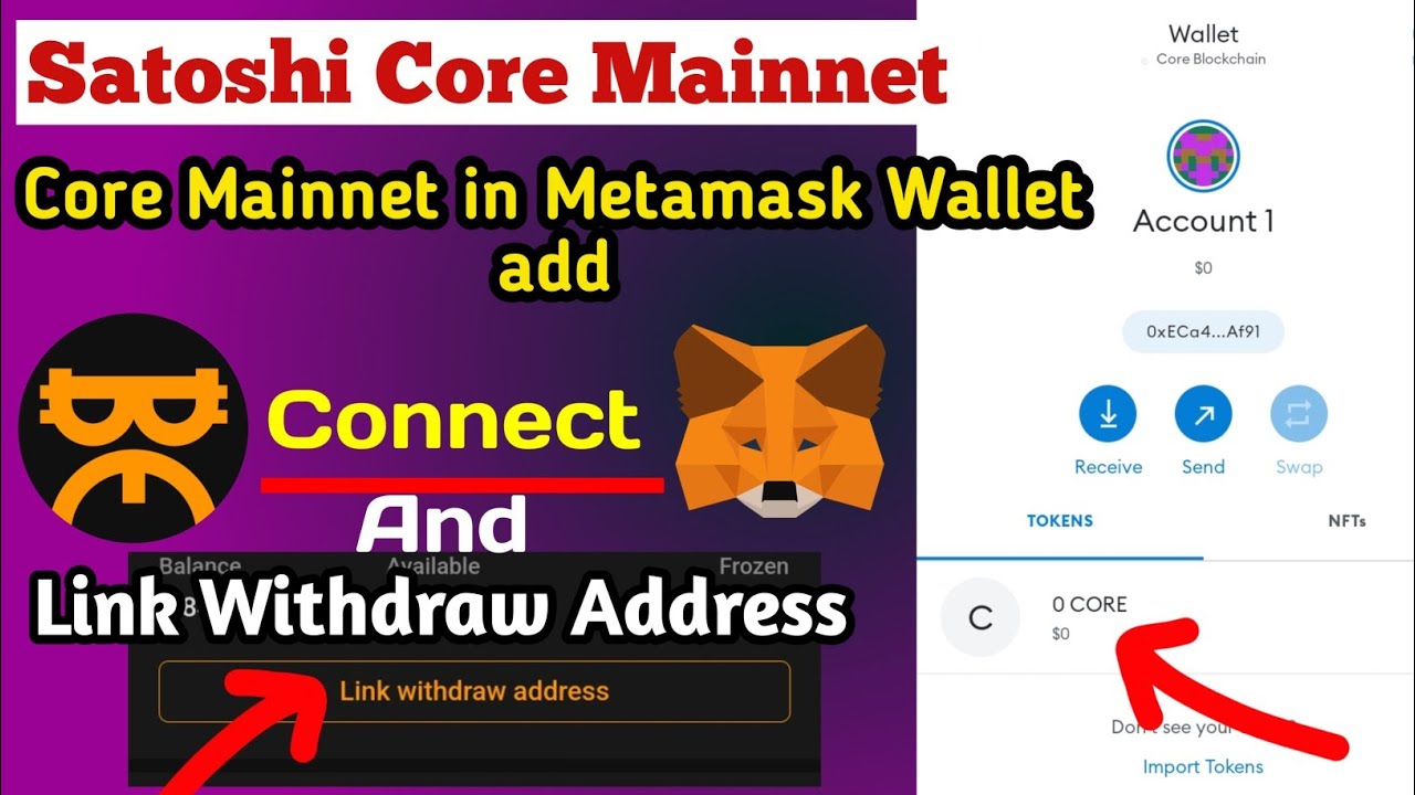 Satoshi Core Mainnet In Metamask Wallet add | Satoshi Core Link withdraw address | Core To Metamask