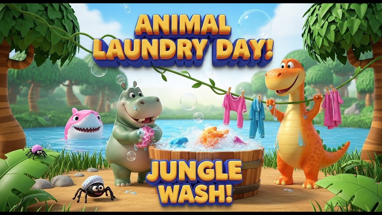 Animal Laundry Day! 🦁🧼 Down in the Jungle | Kids Songs & Nursery Rhymes