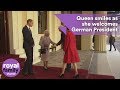 Queen smiles as she welcomes German President